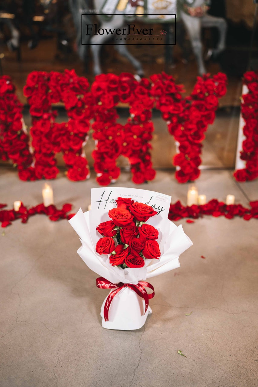 NYC Luxurious Proposal Decor|Red Rose Aisle + Photo Frames + Rose Heart