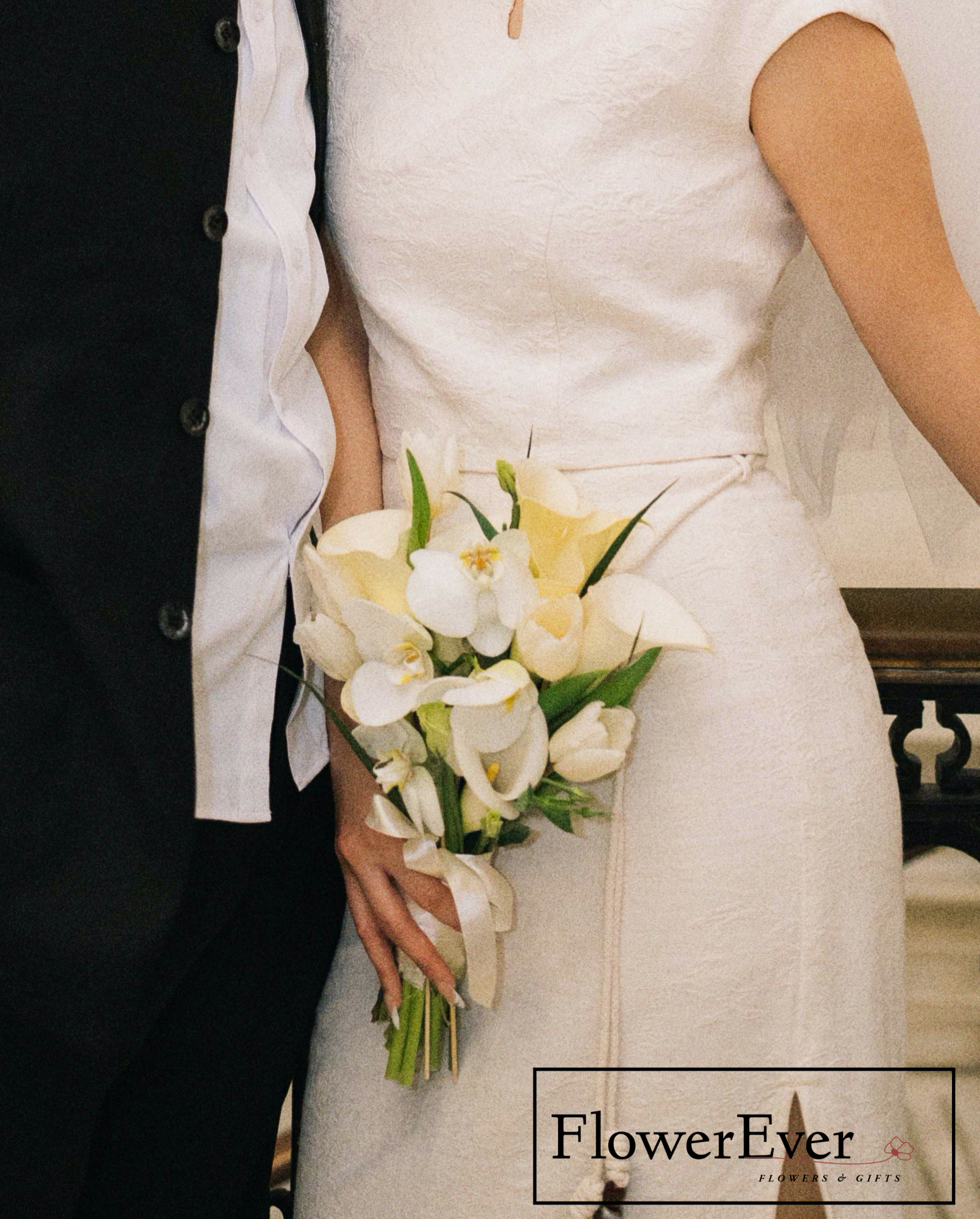 White Calla Lily & Orchids Bridal Bouquet Elegant Design|Medium