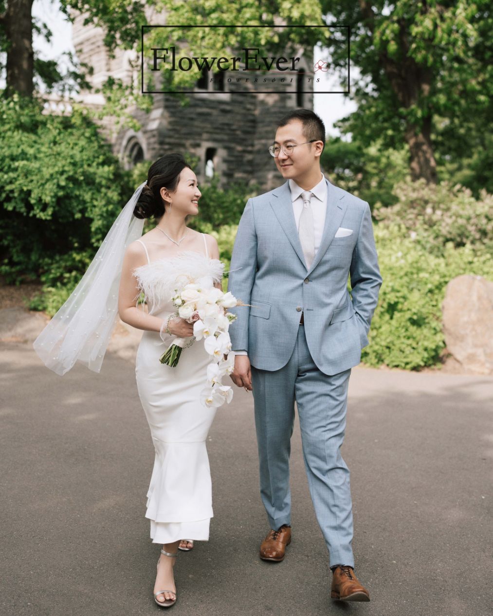 Medium bridal bouquet with stunning White & Pink Orchids