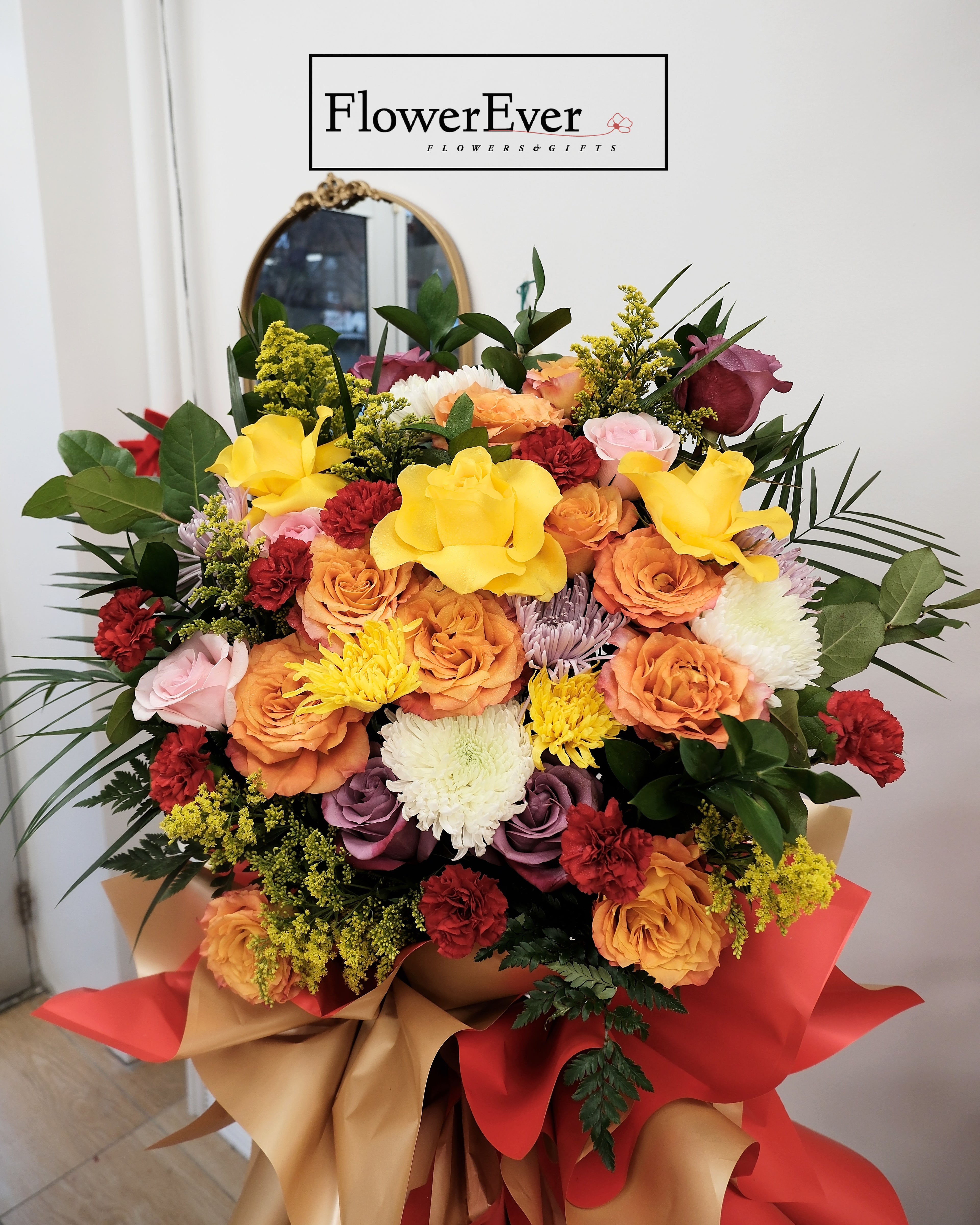Grand Opening Flower Basket/Stand with Roses & Carnations