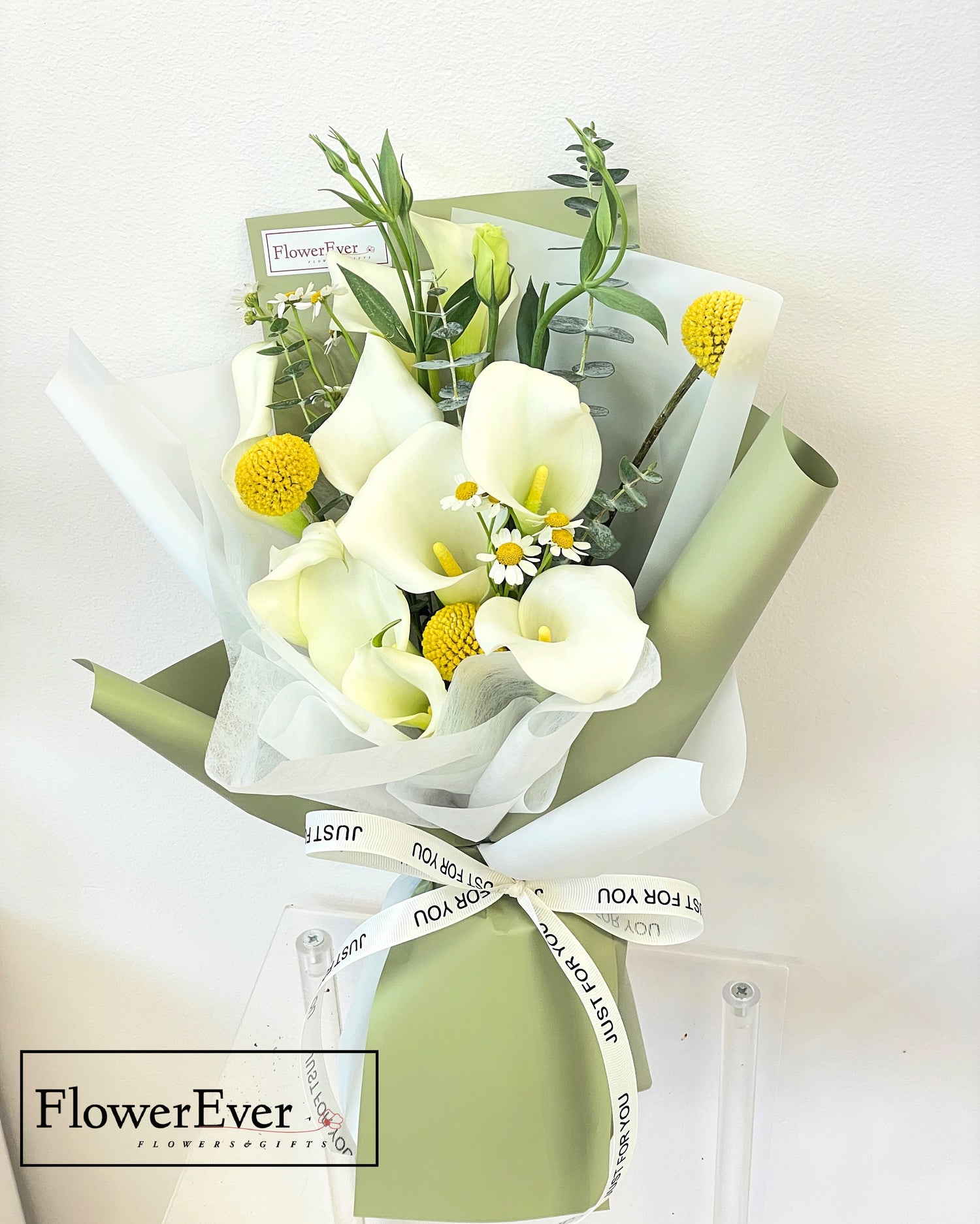 Mini Calla Lily Bouquet in Green Paper|Mixed Flowers