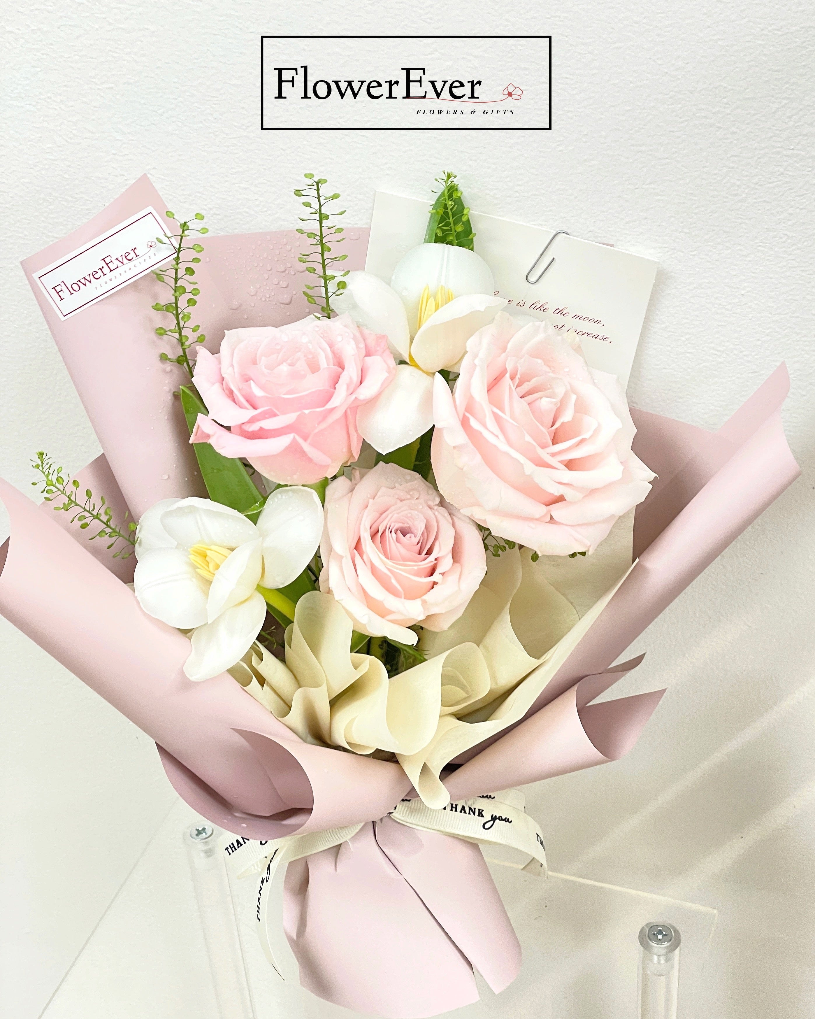 Mini Pink Rose & Tulips Bouquet|Mixed Flowers