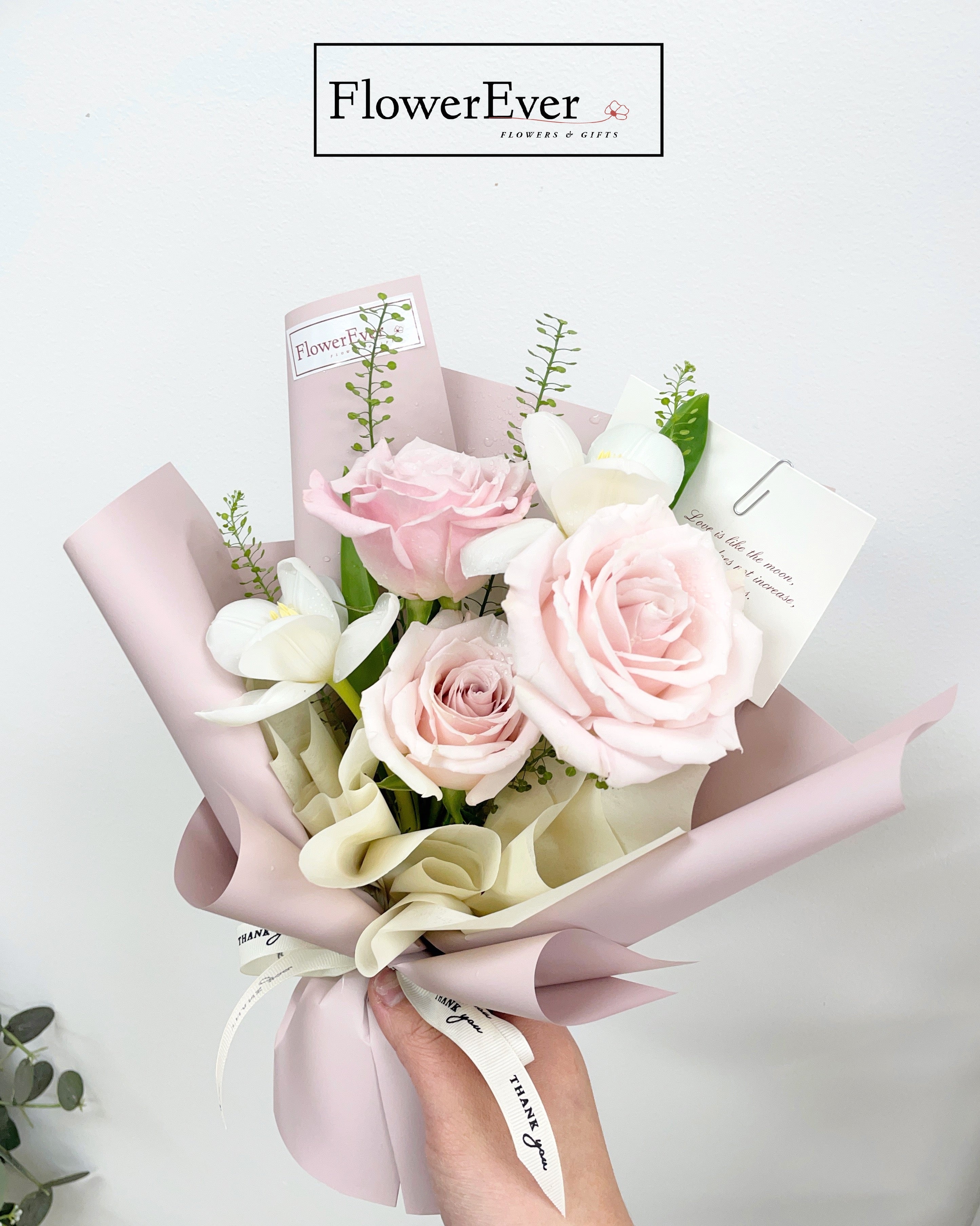 Mini Pink Rose & Tulips Bouquet|Mixed Flowers