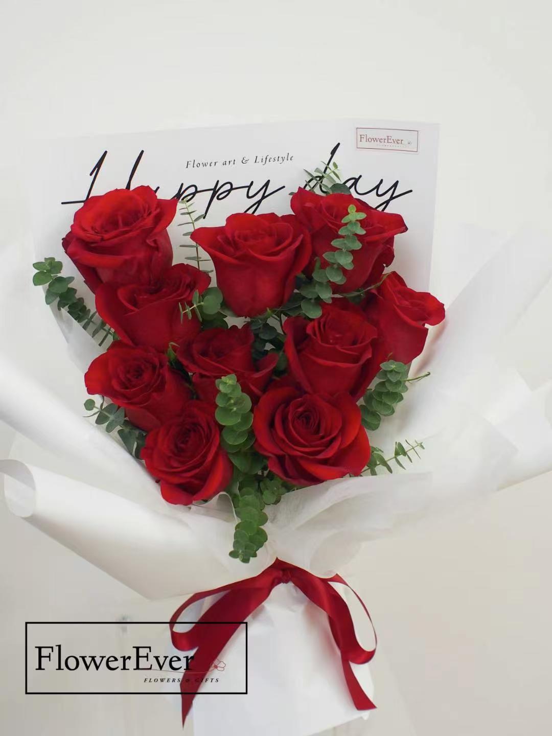 Red Rose Bouquet with Eucalyptus