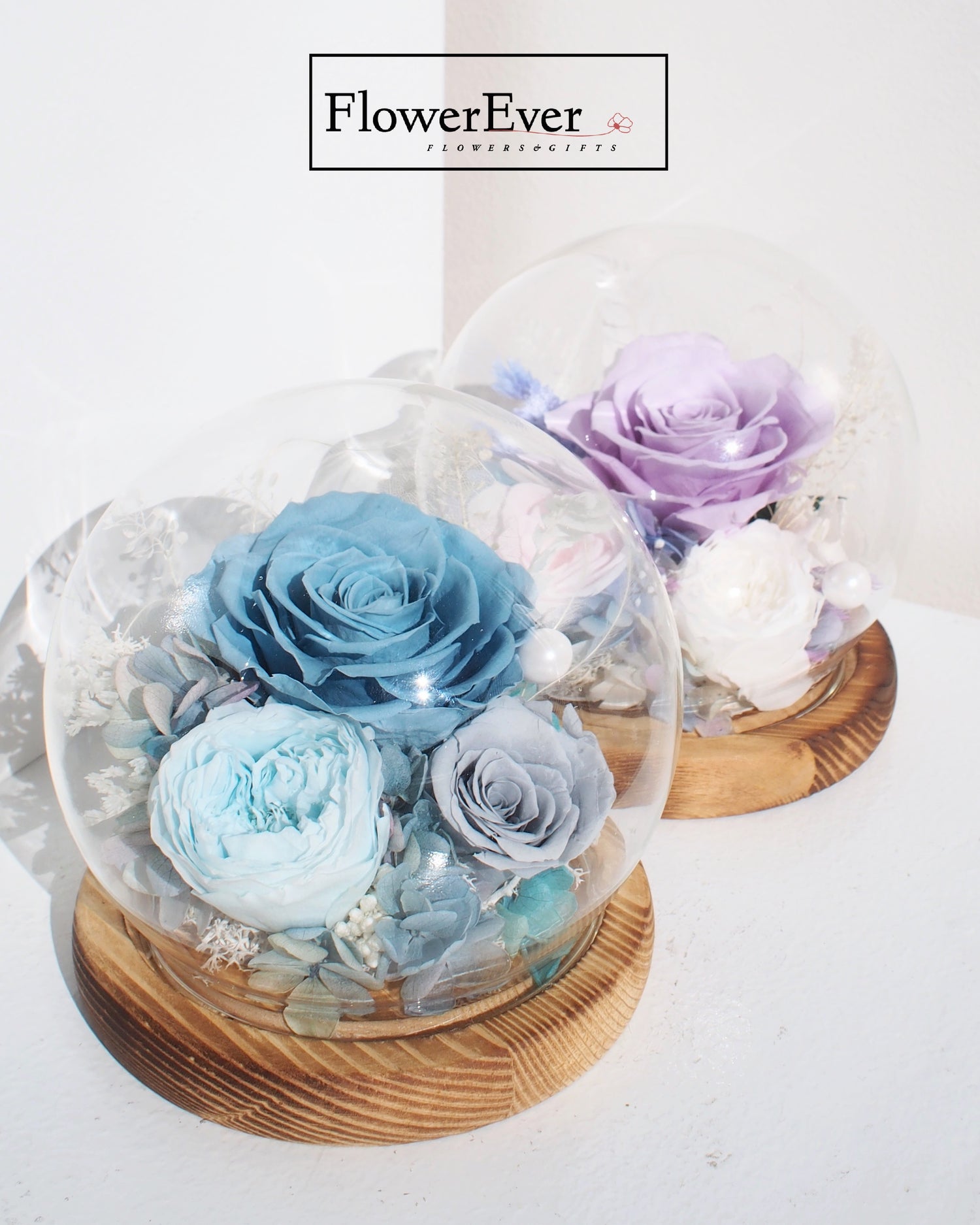 Fairyland Glass Dome with Preserved Real Roses & Florals