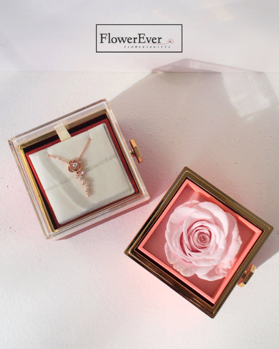 Forever Rose Ring Box for Jewelry, Rotatable Interior|Surprise Luxury Gift for Her