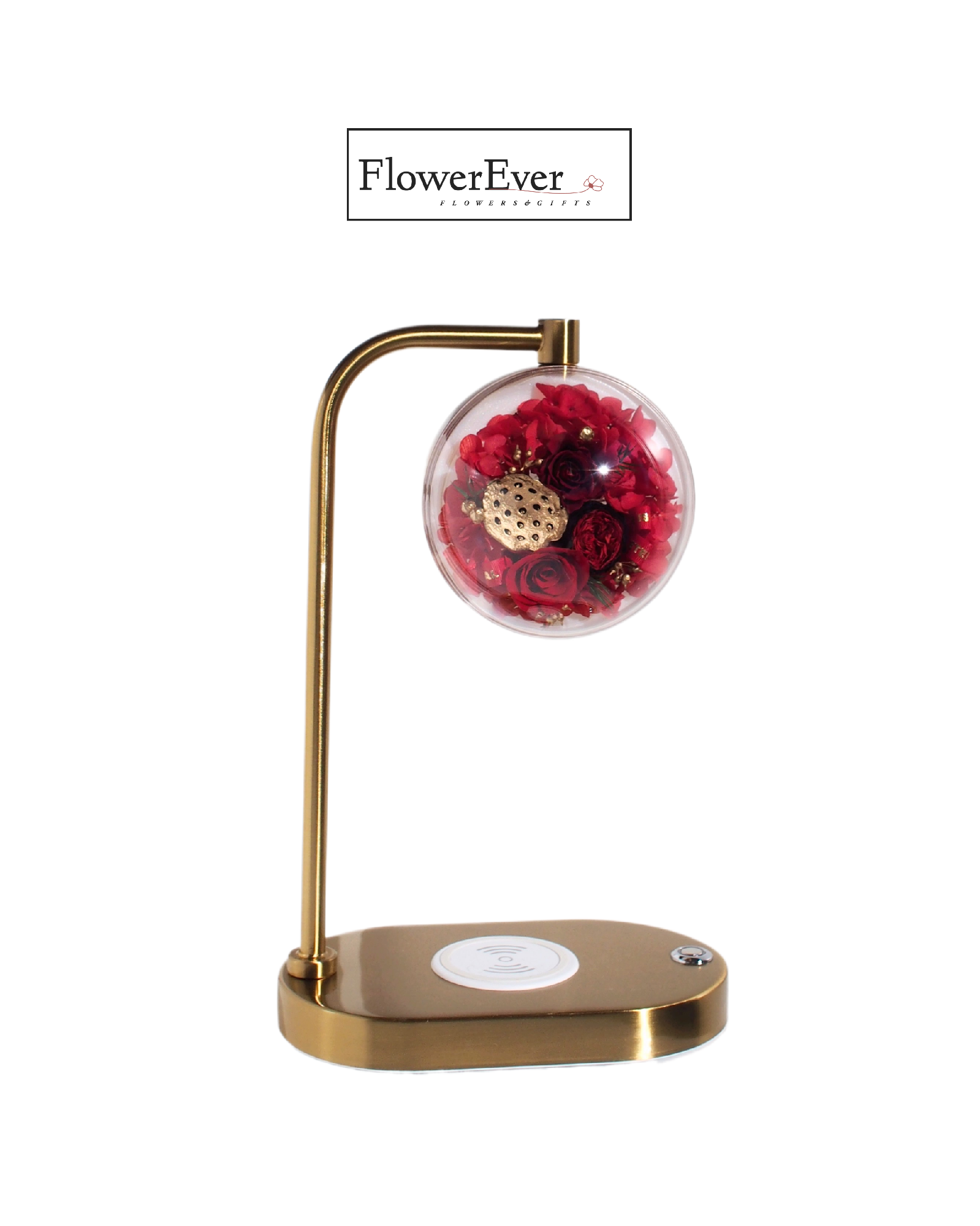 Preserved Real Rose Night Lamp w. Fast Wireless Phone Charging|Modern Floral Gifts