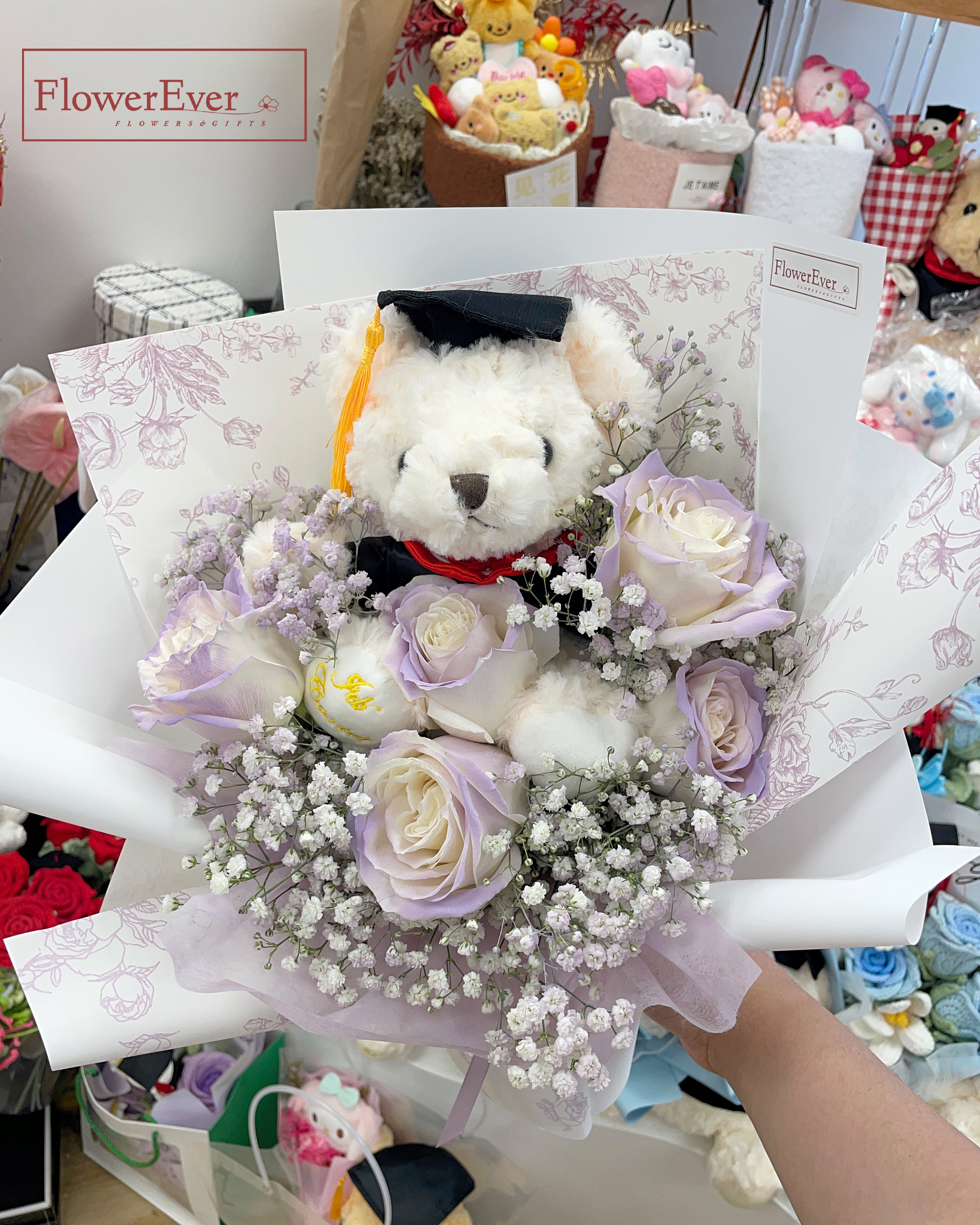 Rose Bouquet for Graduation with Teddy Bear with Baby&