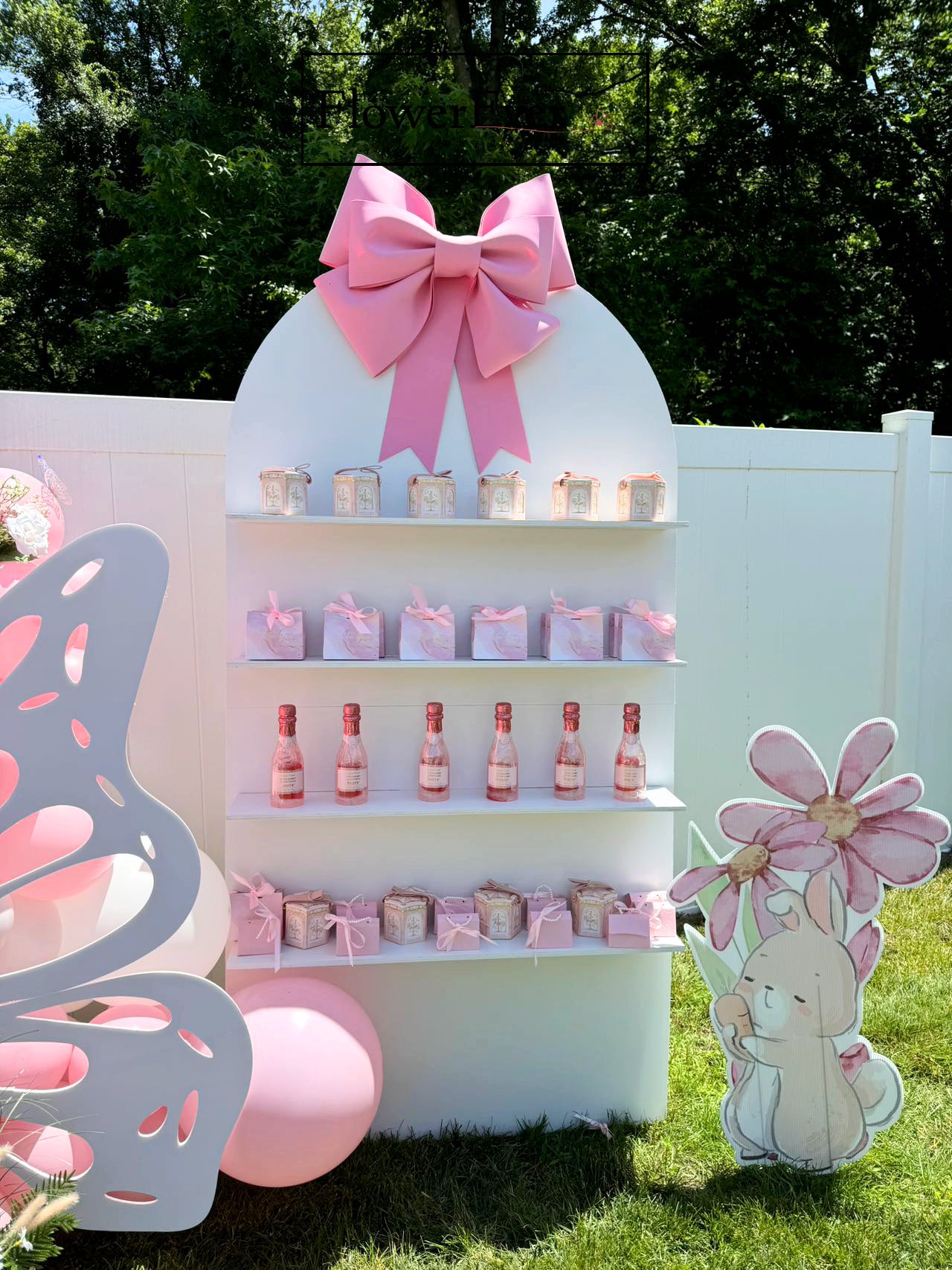 NYC Pink & White Birthday Party Decor|Balloon Arch + Garden Themed Backdrop