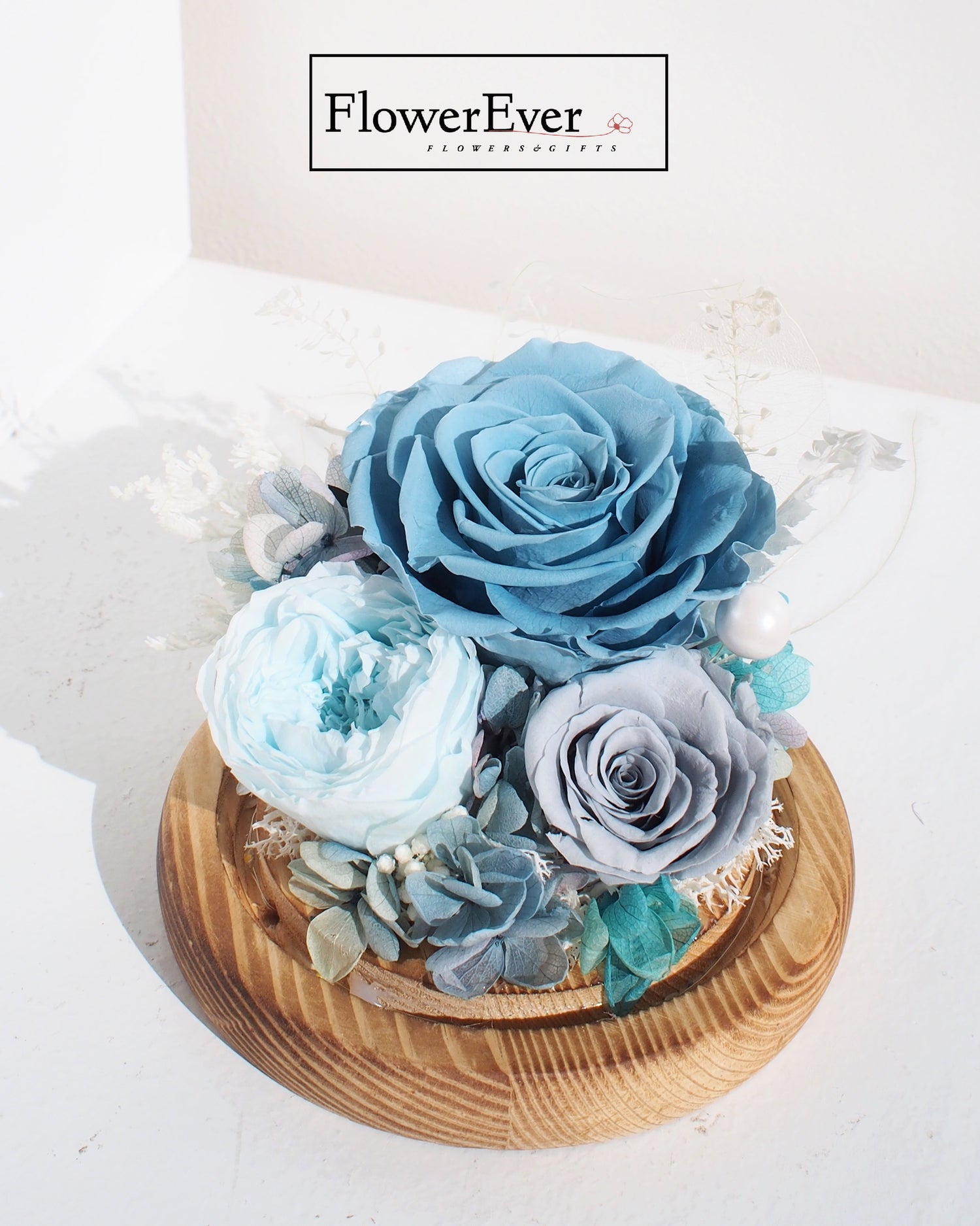 Fairyland Glass Dome with Preserved Real Roses & Florals