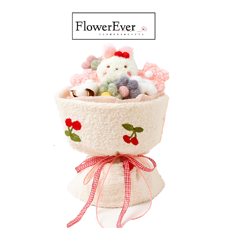 Cute Plush Bouquet with Stuff Animals & Flowers|Bear & Bunny