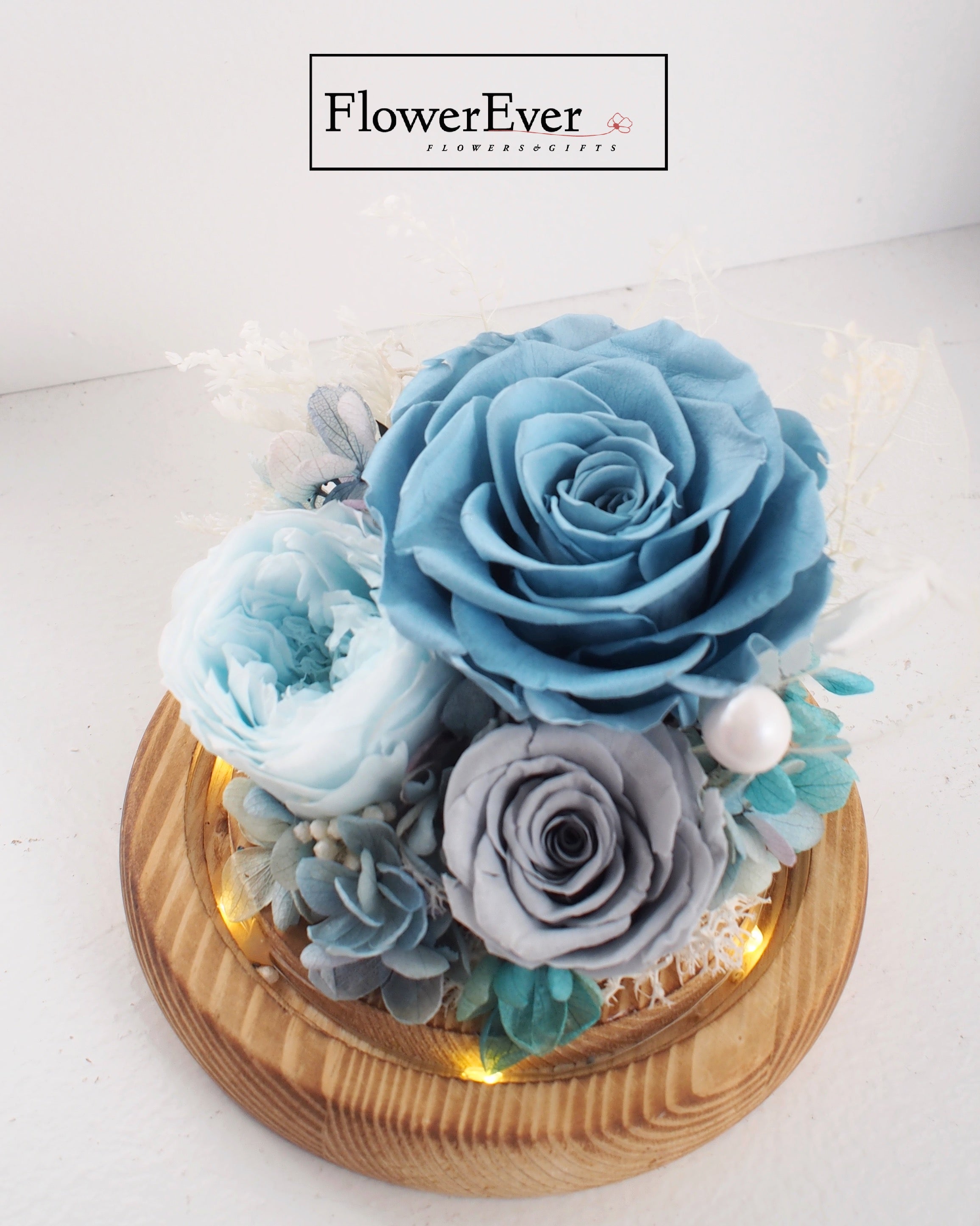 Fairyland Glass Dome with Preserved Real Roses & Florals