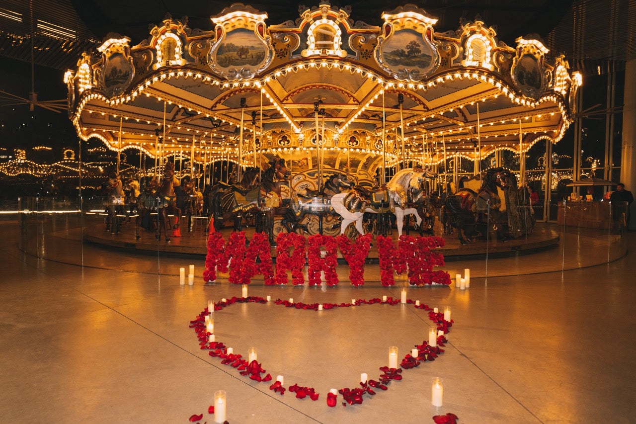 NYC Luxe Rose Proposal Decor Package-Red Roses Marquee... – New York proposal decorator FlowerEver NYC