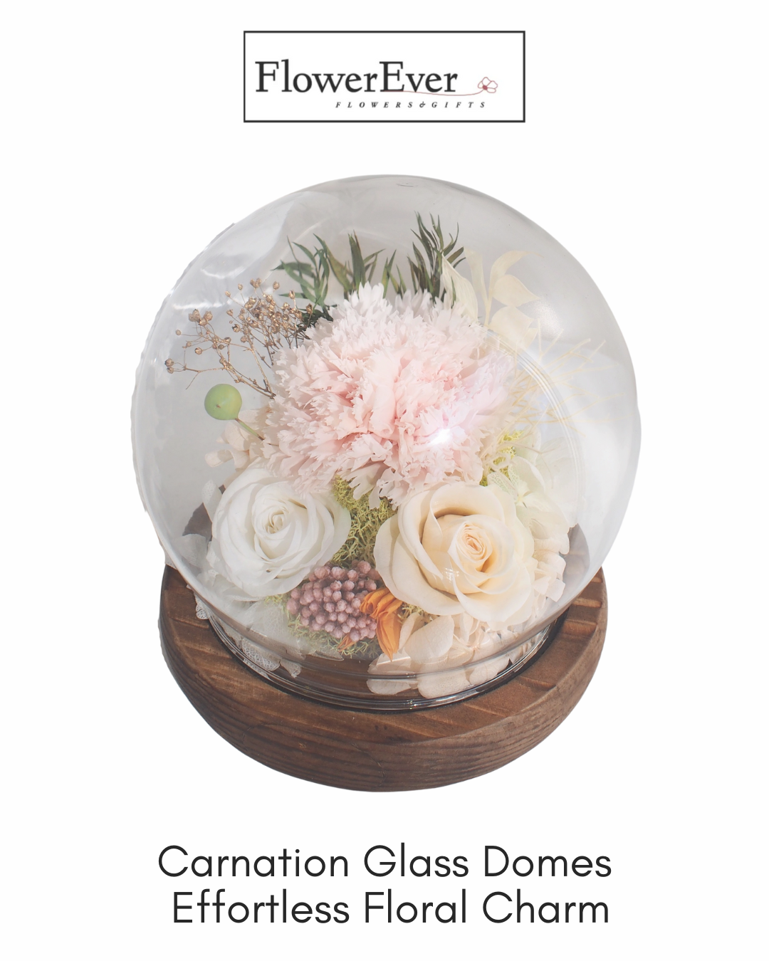 carnation glass dome