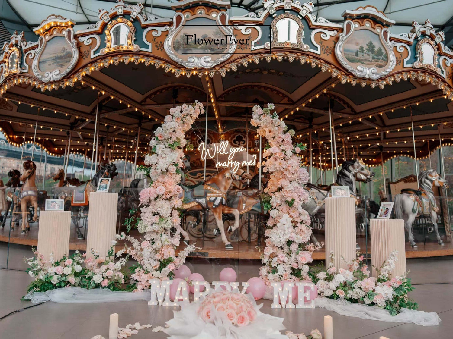 Fairytale Floral Proposal at Jane's Carousel DUMBO