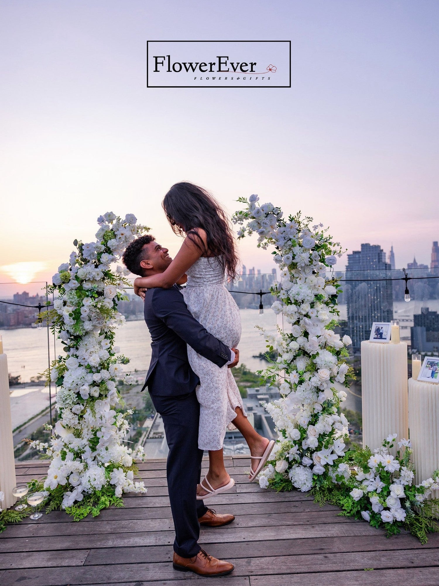 Rooftop Proposal at Westlight Brooklyn with NYC Skyline View