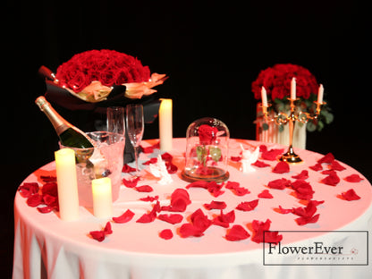 NYC Royal Beauty &amp; the Beast Proposal Decor Package｜Champagne + Red Roses