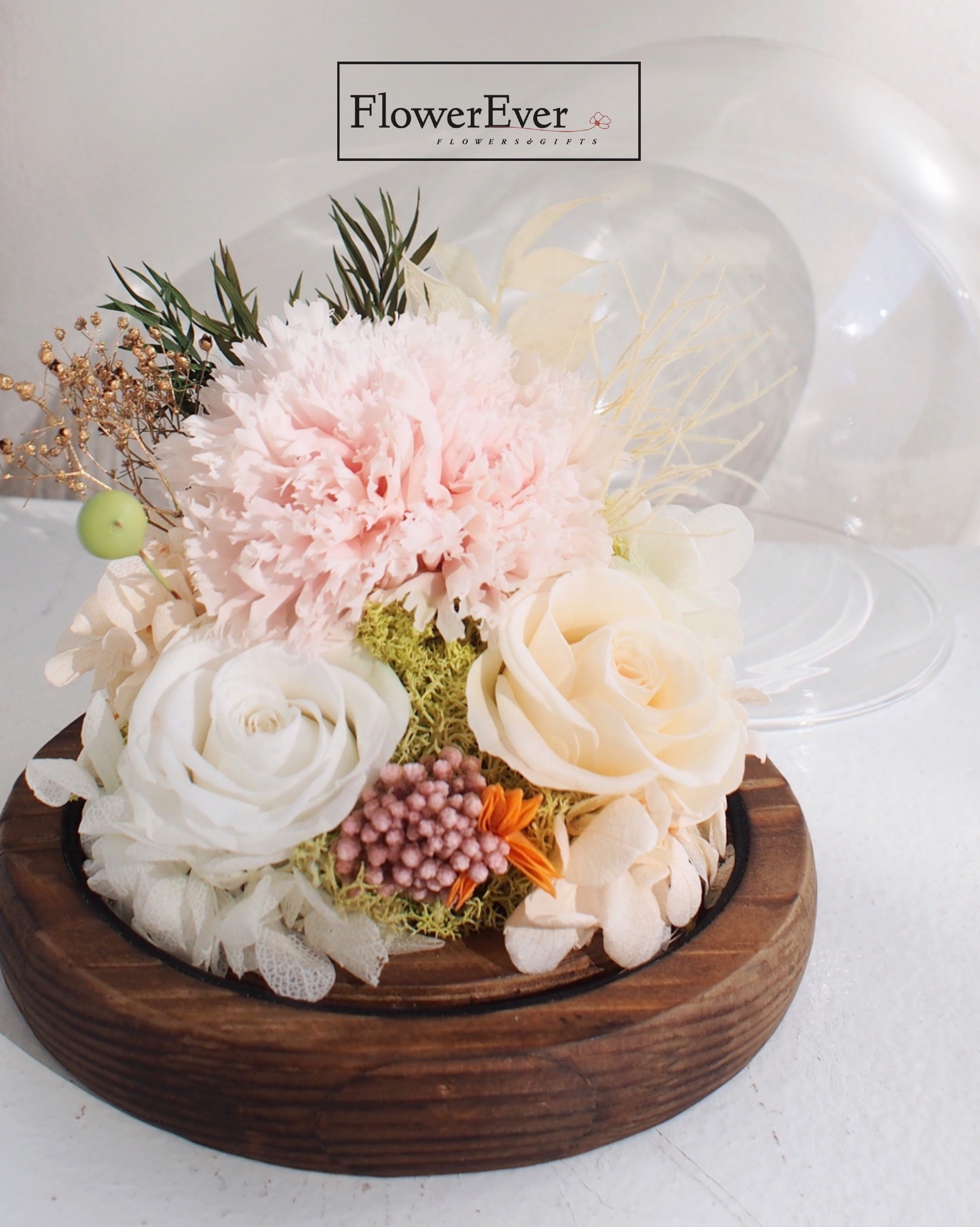 A Blooming Surprise: Colorful Carnations Glass Dome for Mother&