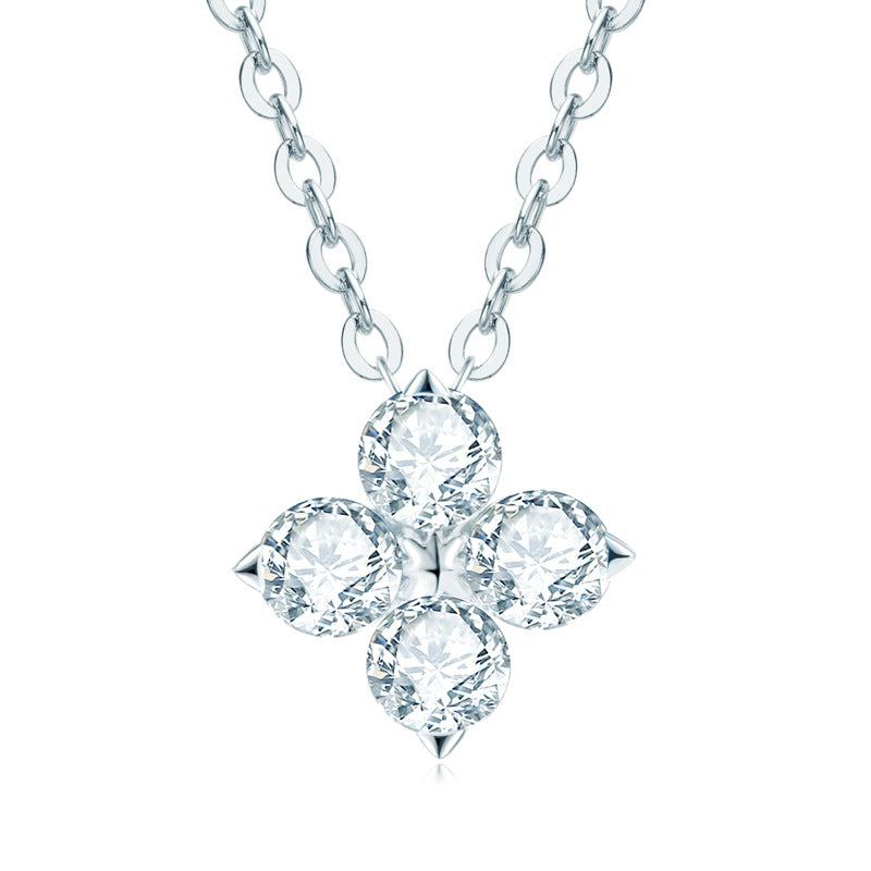 Charming Clover Pendant Moissanite Necklace in S925 Silver