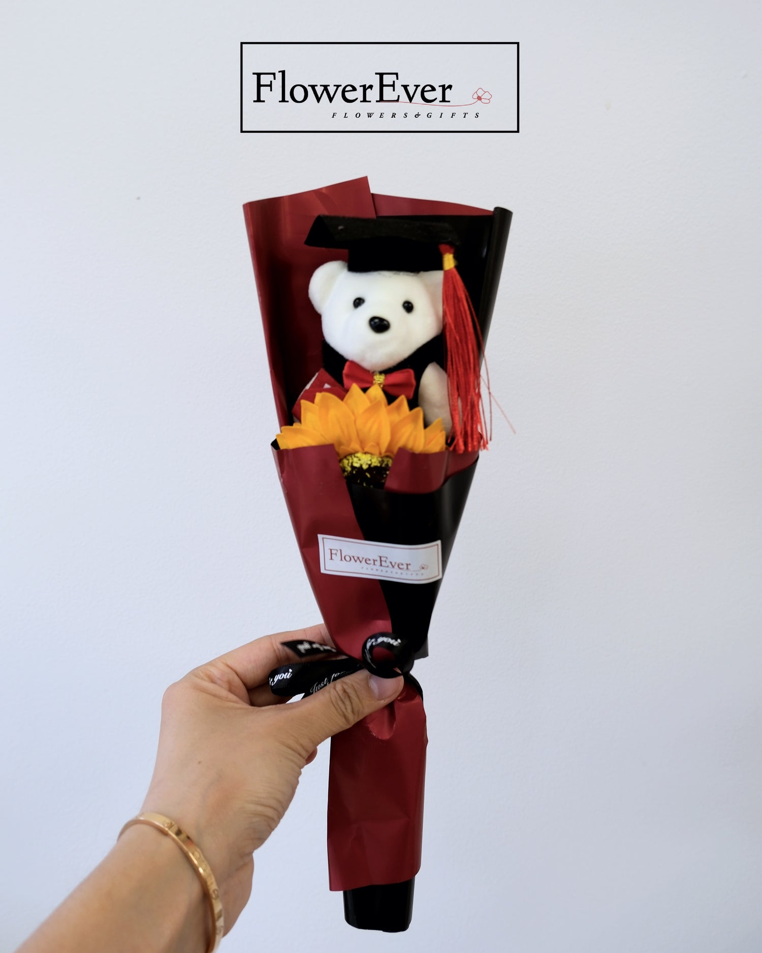 Mini Teddy Sunflower Graduation Bouquet Mini Gift for Graduates｜Pink, Red, Purple