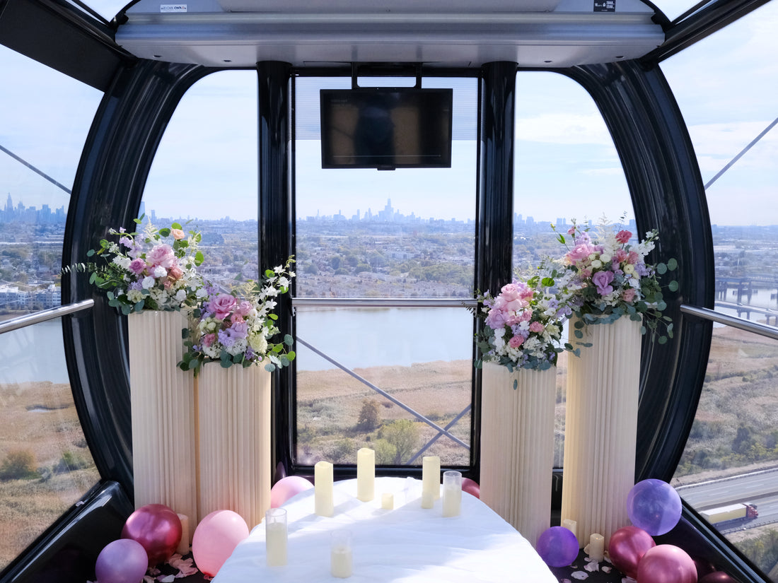 NYC Luxe Ferris Wheel Proposal Decor｜Flowers, Balloon + Bouquet