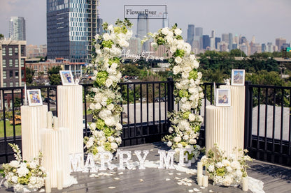 NYC Romantic Proposal Decor Package with Floral Arch and Aisle Flowers