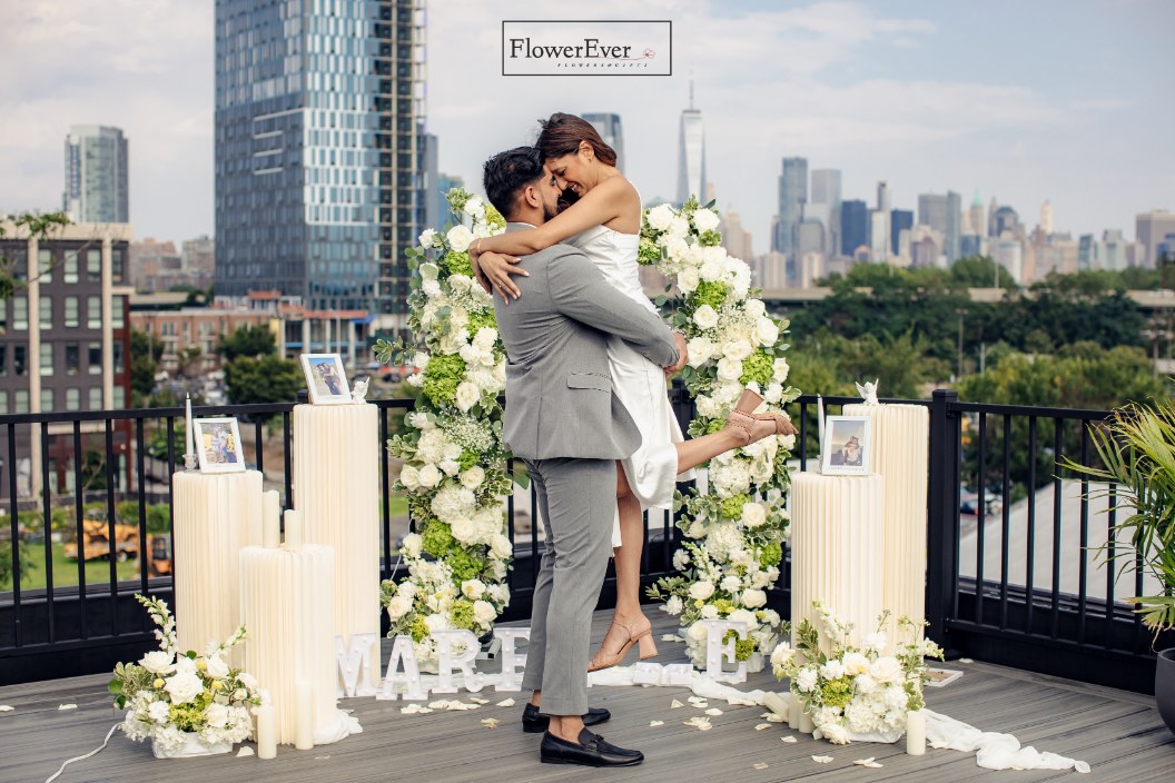 Capture love in bloom with NYC Proposal Decor: Floral Arch + Aisle Flowers