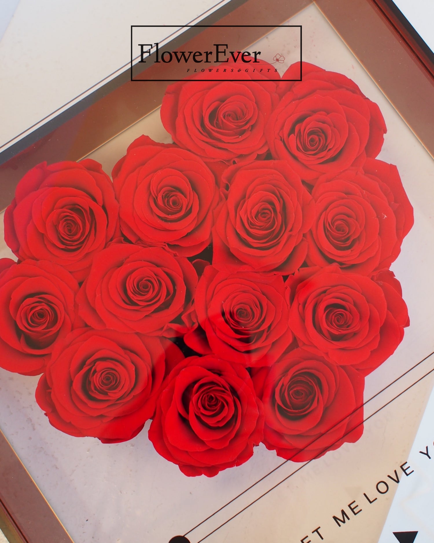 Preserved Real Rose Luxury Heart Box, Music Player Design w. 13 Preserved Roses