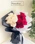 Elegant Arrangement: 24 Captivating Red & White Roses in Monochrome Wrap