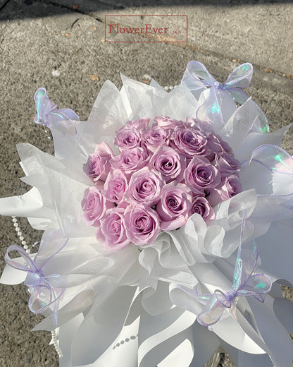 Ocean Song Purple Roses in Luxury Style｜24 Stems