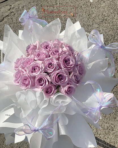 Ocean Song Purple Roses in Luxury Style｜24 Stems