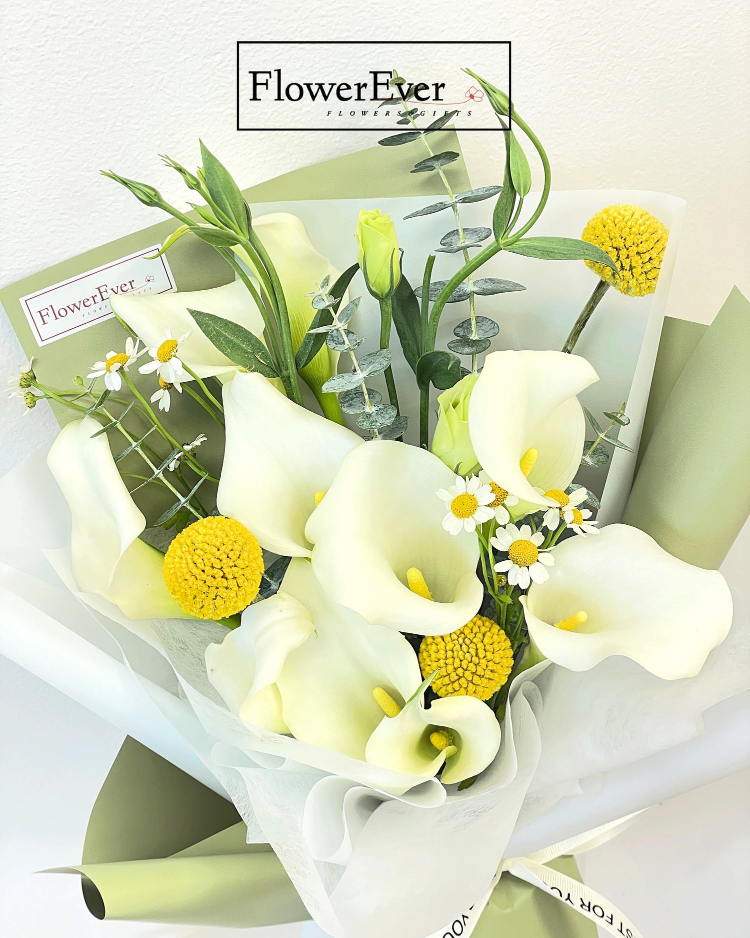 Mini Calla Lily Bouquet in Green Paper｜Refreshing Design