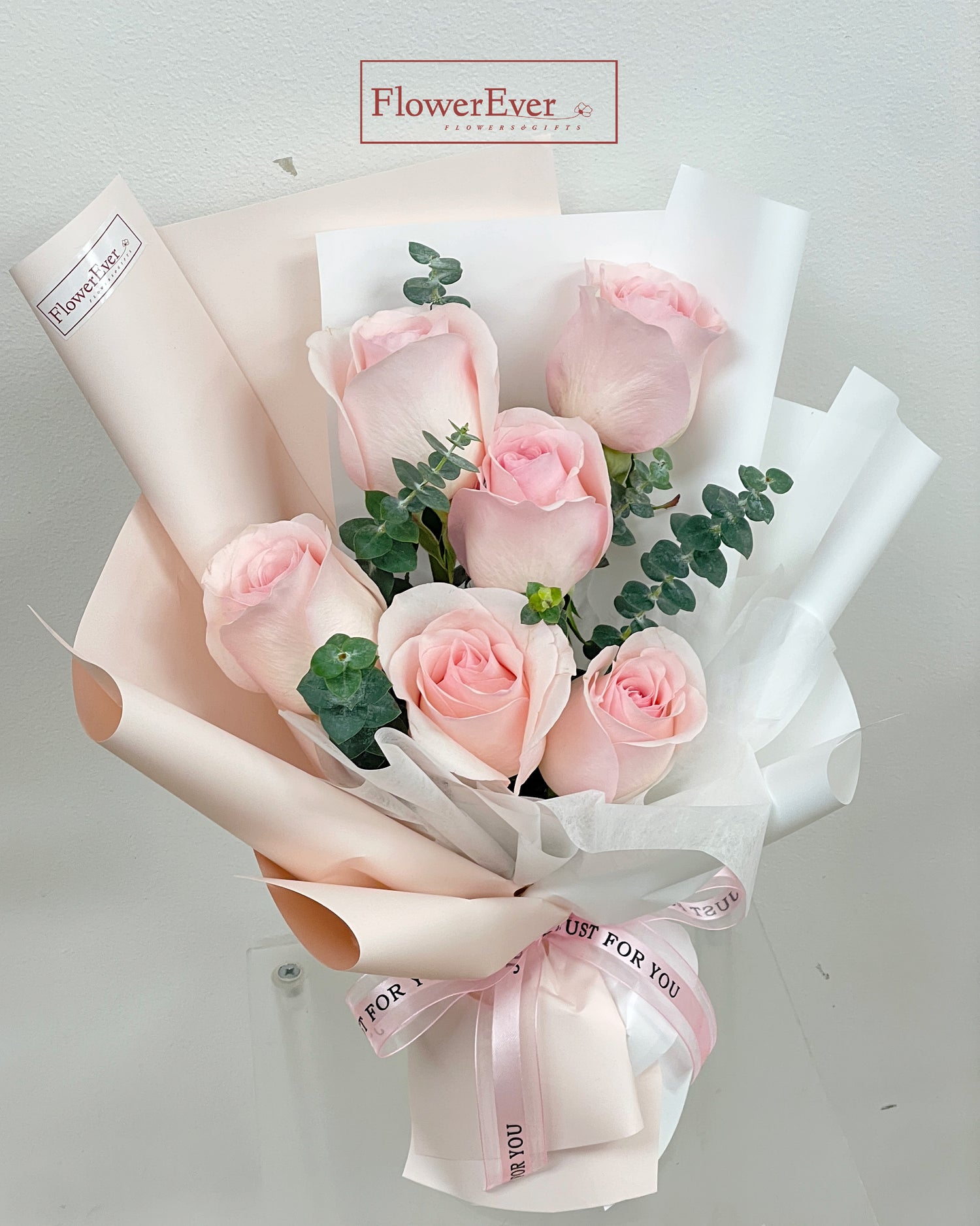 Rose Bouquet  with Eucalyptus in Floral Paper｜6 Stems &amp; 12 Stems