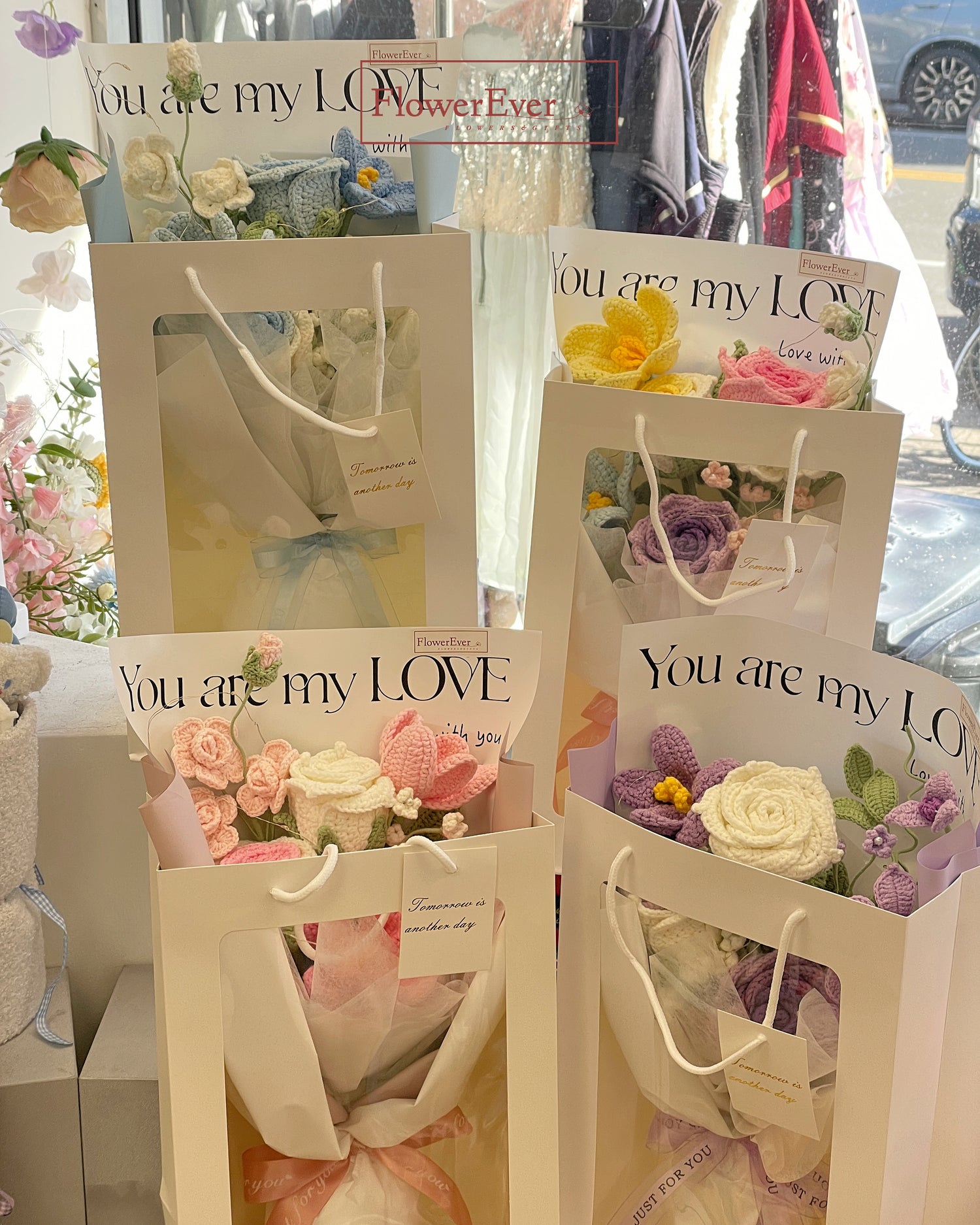 Handmade Crochet Bouquets in 4 Lovely Colors