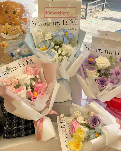 Handmade Crochet Bouquets in 4 Lovely Colors