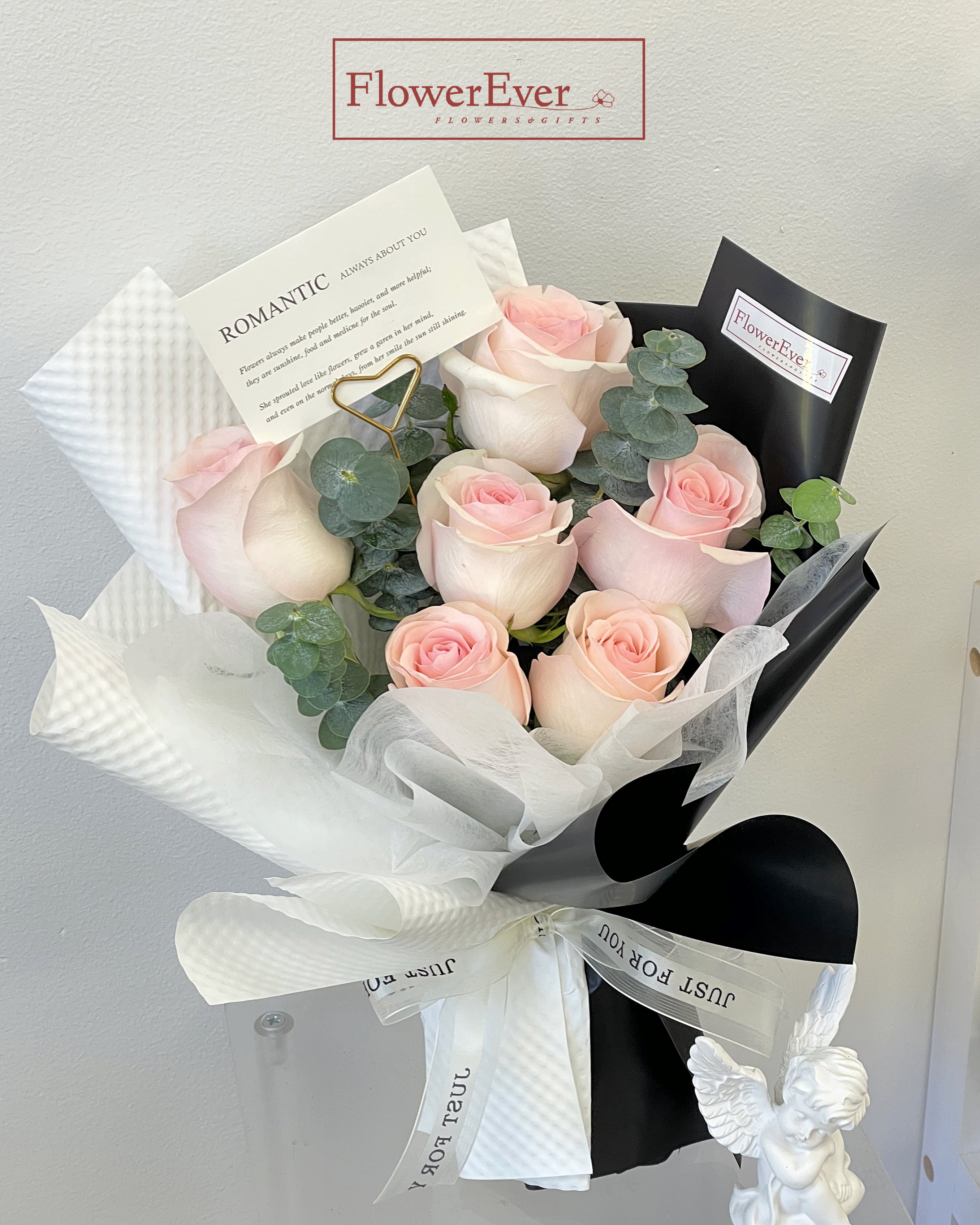 Rose Bouquet  with Eucalyptus in Floral Paper｜6 Stems &amp; 12 Stems