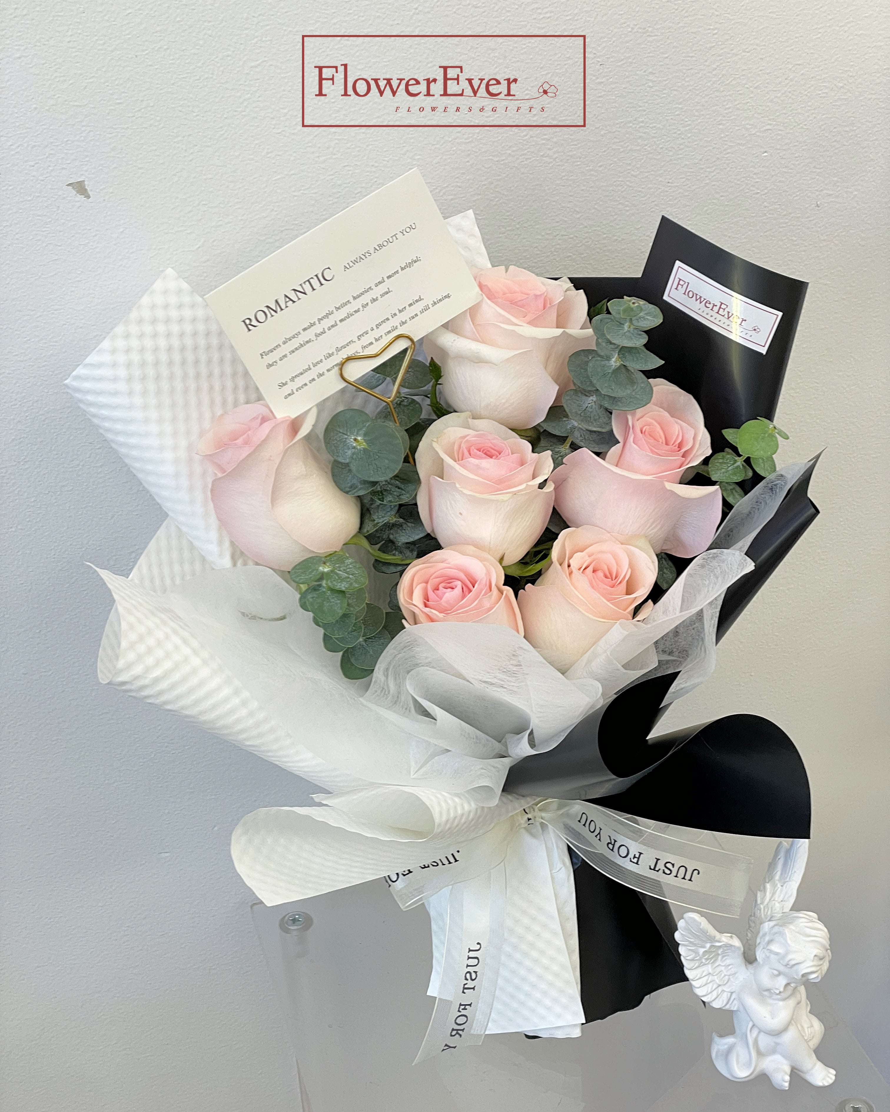 Rose Bouquet  with Eucalyptus in Floral Paper｜6 Stems &amp; 12 Stems