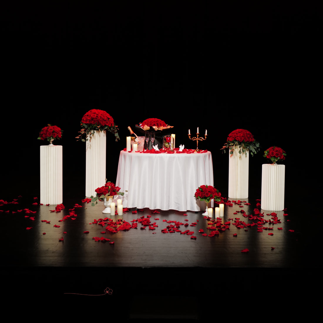 NYC Royal Beauty & the Beast Proposal Decor Package|Champagne + Red Roses