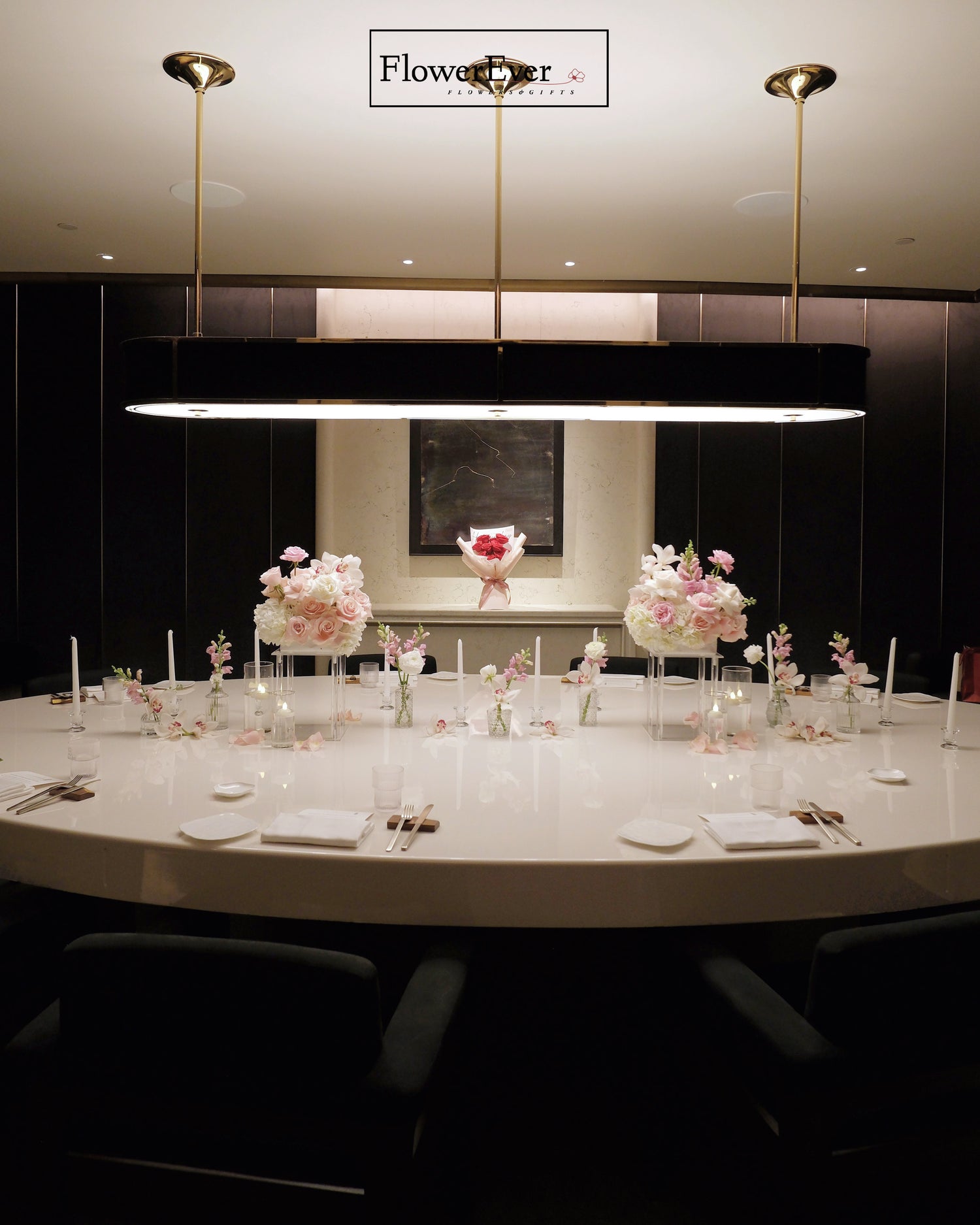 Floral Decor Package - Dinner Table Setting for Private Events by FlowerEver, New York wedding florist
