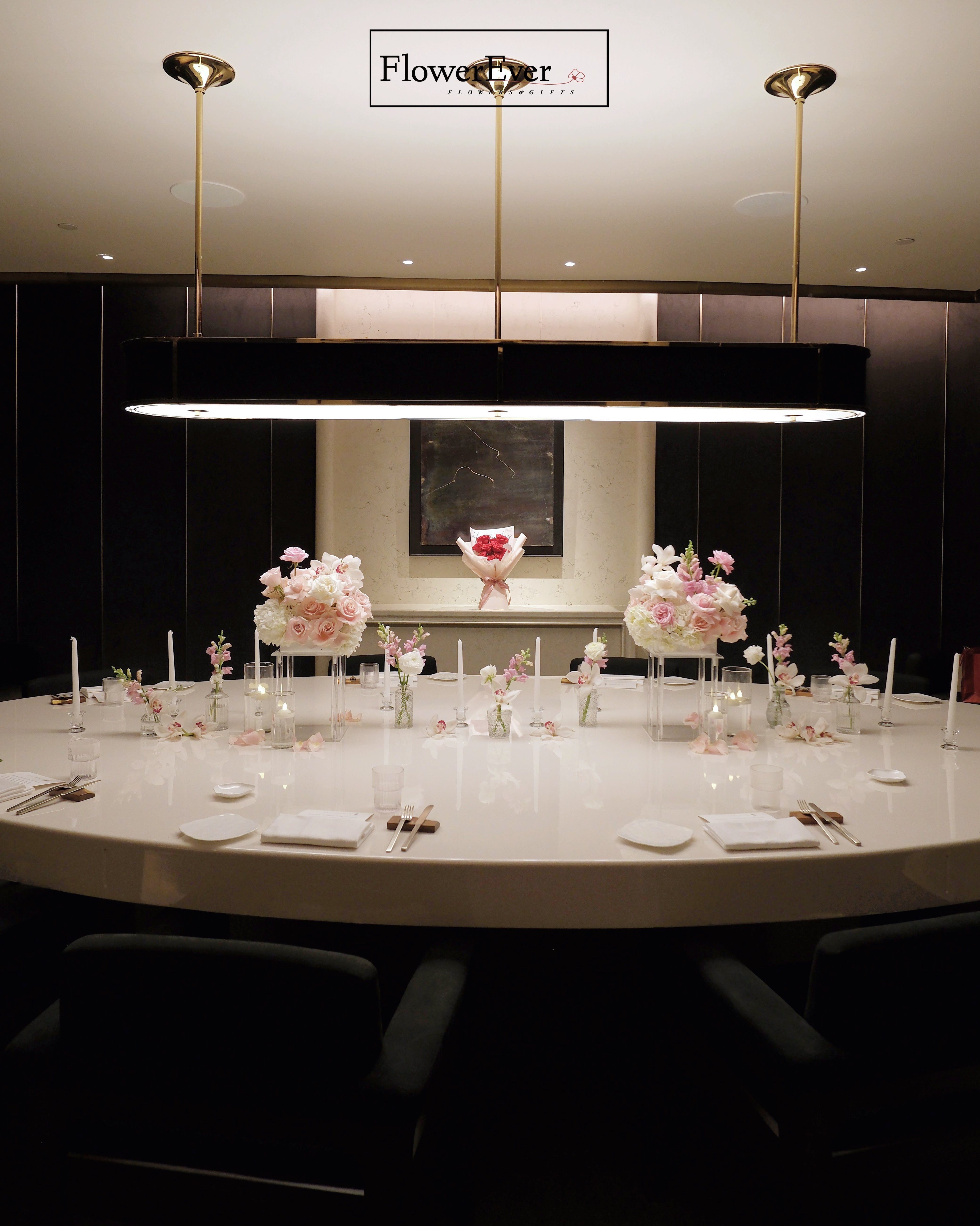Floral Decor Package - Dinner Table Setting for Private Events by FlowerEver, New York wedding florist