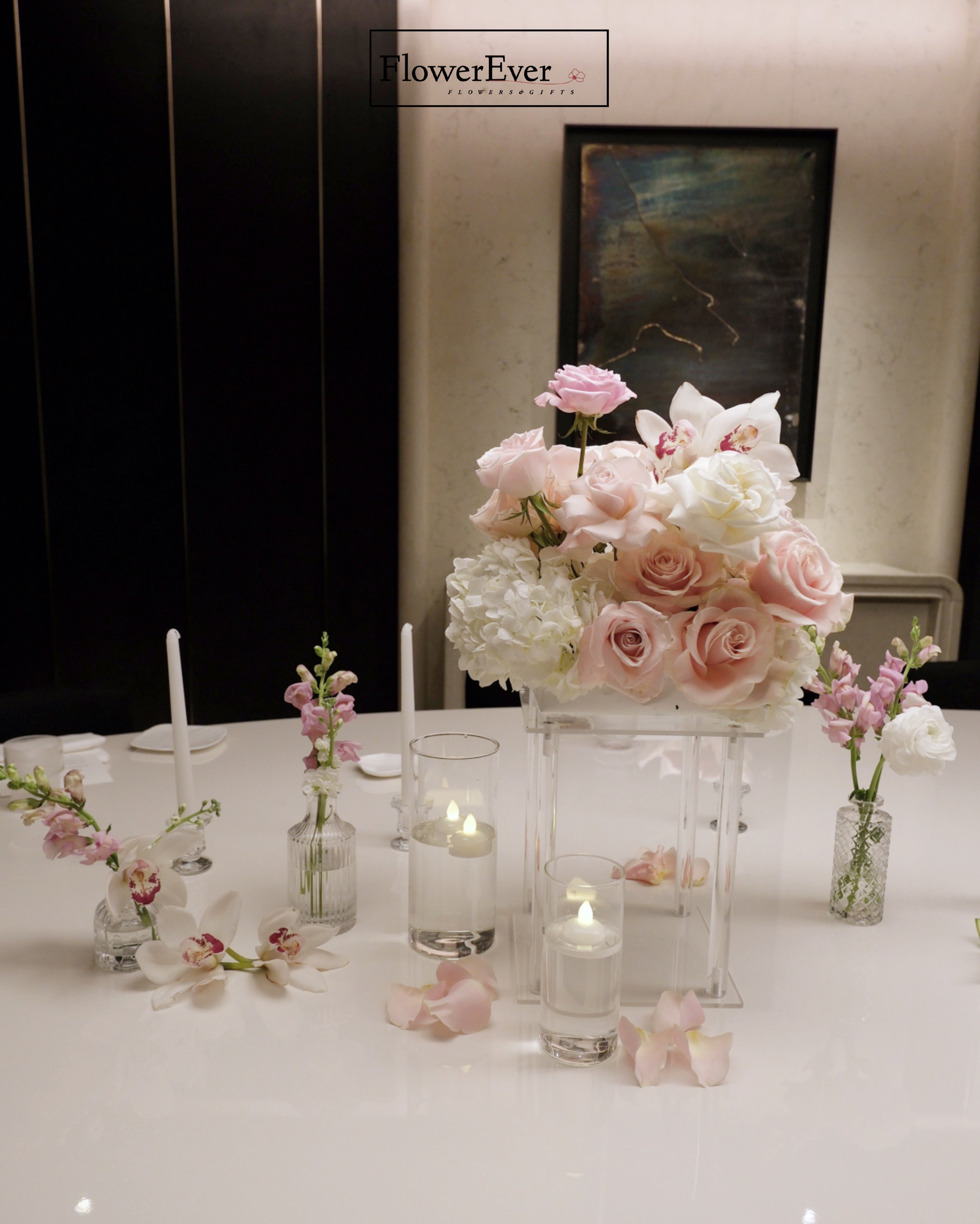 Wedding floral detail – Floral Decor Package - Dinner Table Setting for Private Events – NYC wedding florist