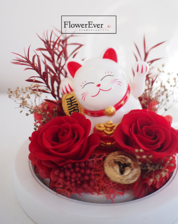 Symbol of Luck: Lucky Cat Forever Rose as a Grand Opening Gift