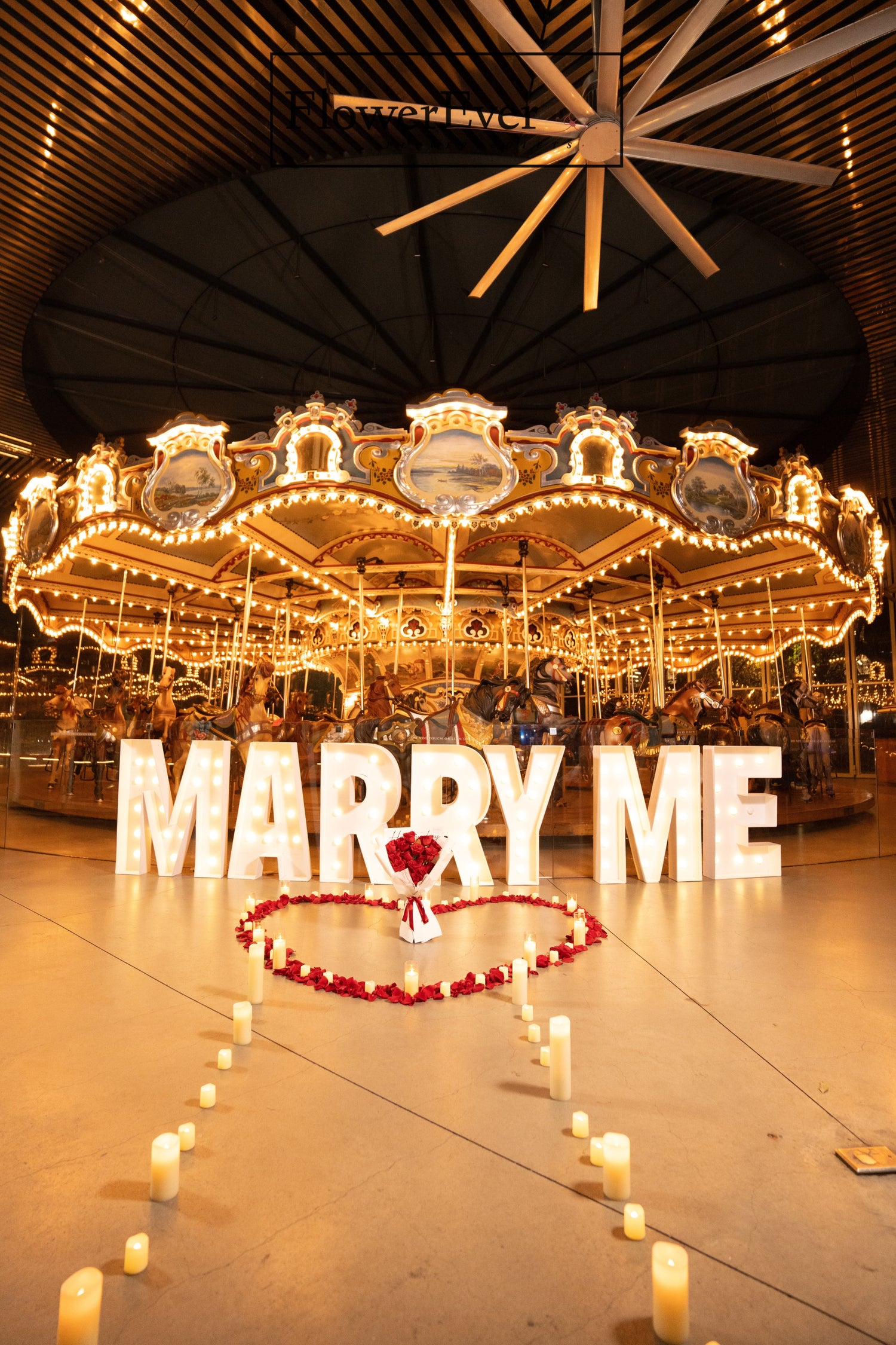 Proposal decoration setup – NYC Fairy Tale Proposal Decor Package-3 Ft. Marry Me Letters... – New York proposal decorator