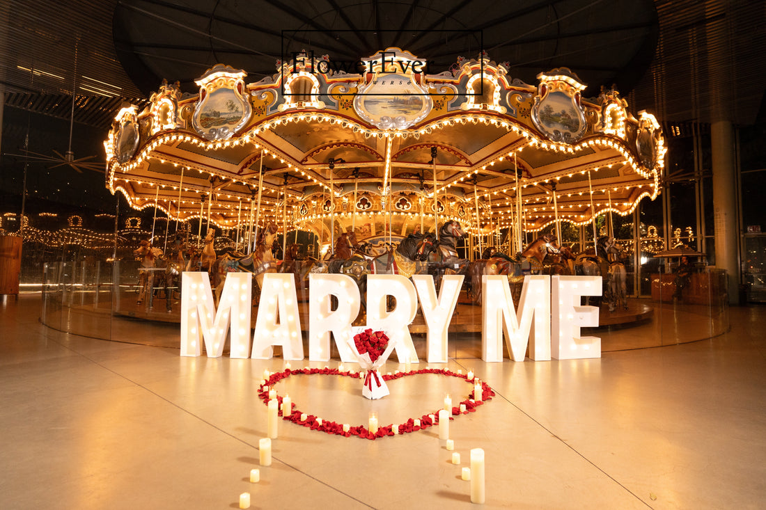 NYC Fairy Tale Proposal Decor Package-3 Ft. Marry Me Letters... – New York proposal decorator FlowerEver NYC