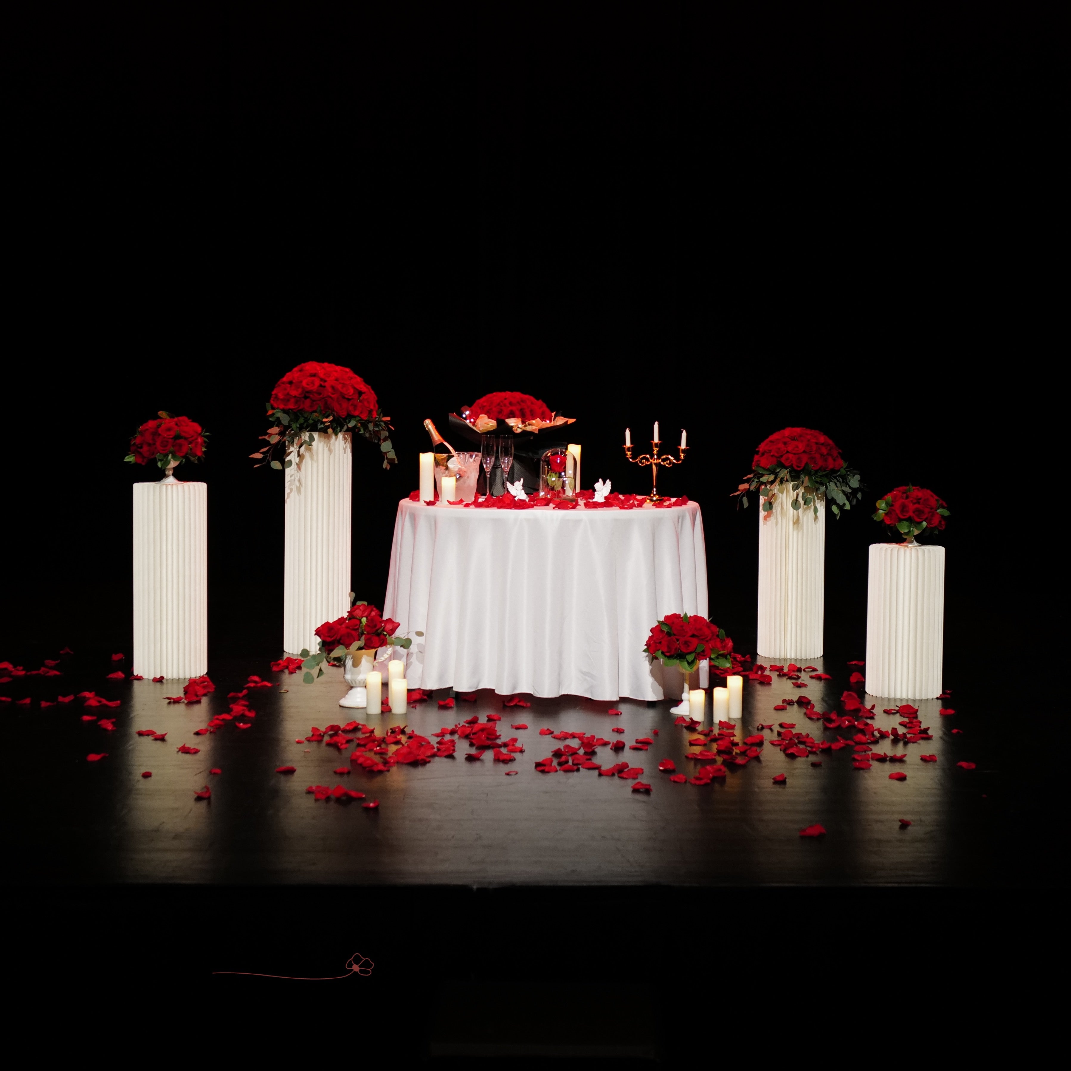 NYC Royal Beauty &amp; the Beast Proposal Decor Package-Champagne... – New York proposal decorator FlowerEver NYC
