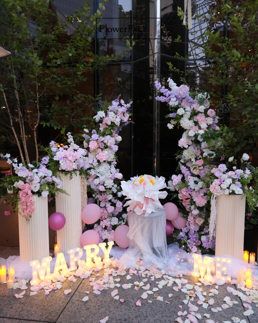NYC Flower Garden Proposal Decor-Flowers, Balloon + Bouquet – New York proposal decorator FlowerEver NYC