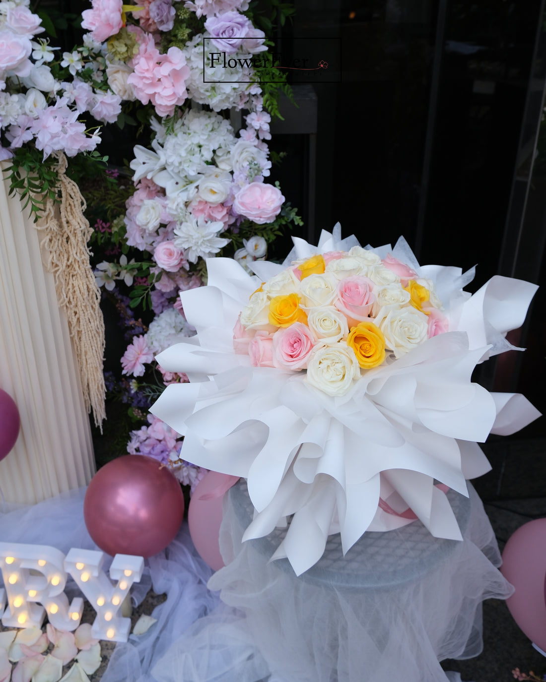 NYC proposal flower decor – NYC Flower Garden Proposal Decor-Flowers, Balloon + Bouquet by FlowerEver