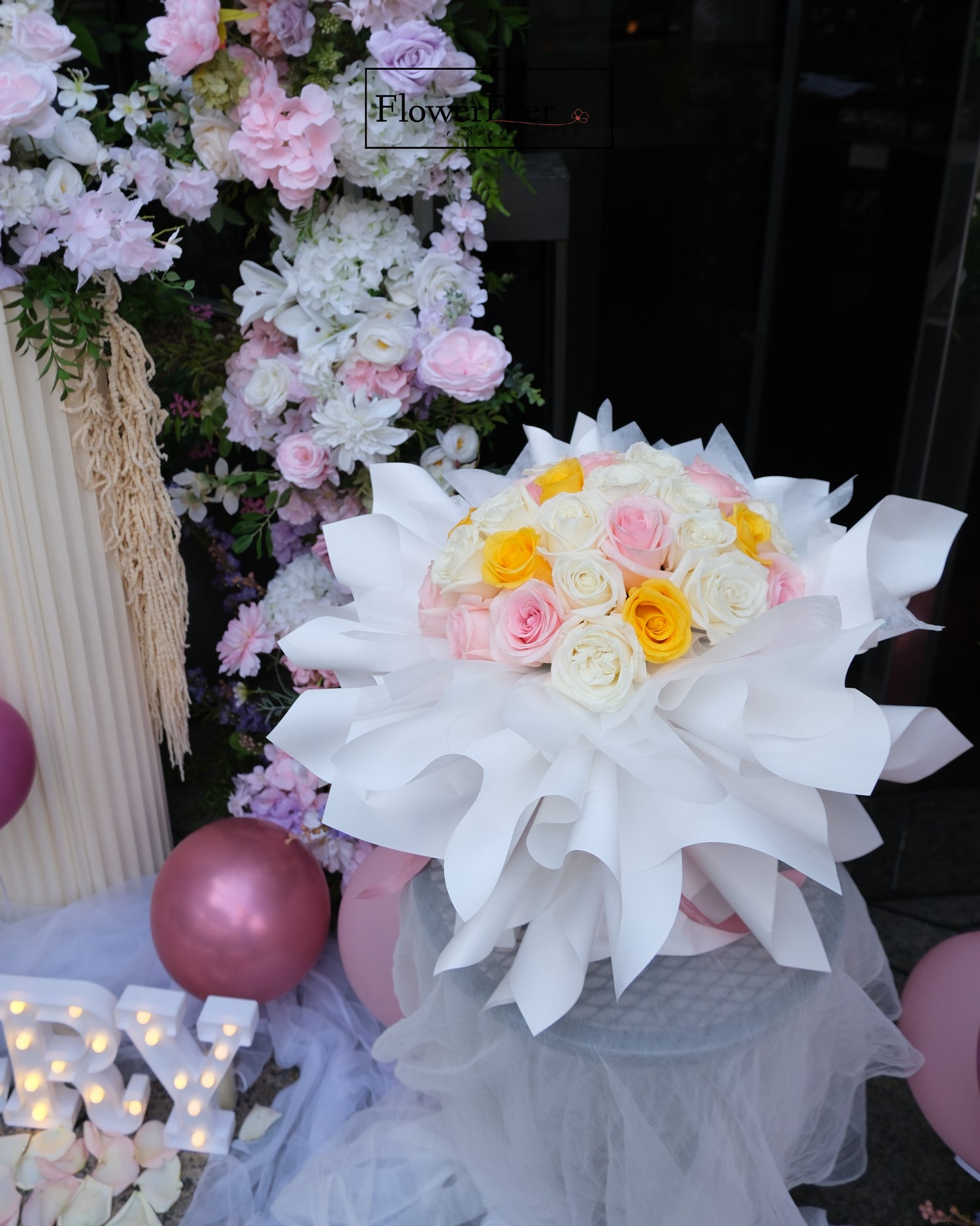 NYC proposal flower decor – NYC Flower Garden Proposal Decor-Flowers, Balloon + Bouquet by FlowerEver