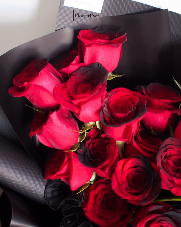 Sensational Midnight Red Rose Bouquet with 16 Gorgeous Stems