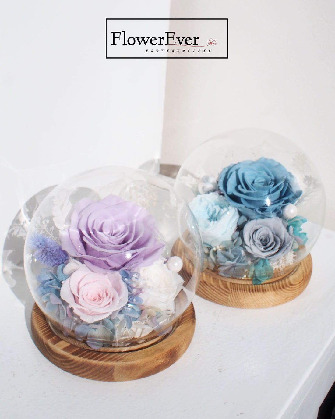 Fairyland Glass Dome with Preserved Real Roses &amp; Florals